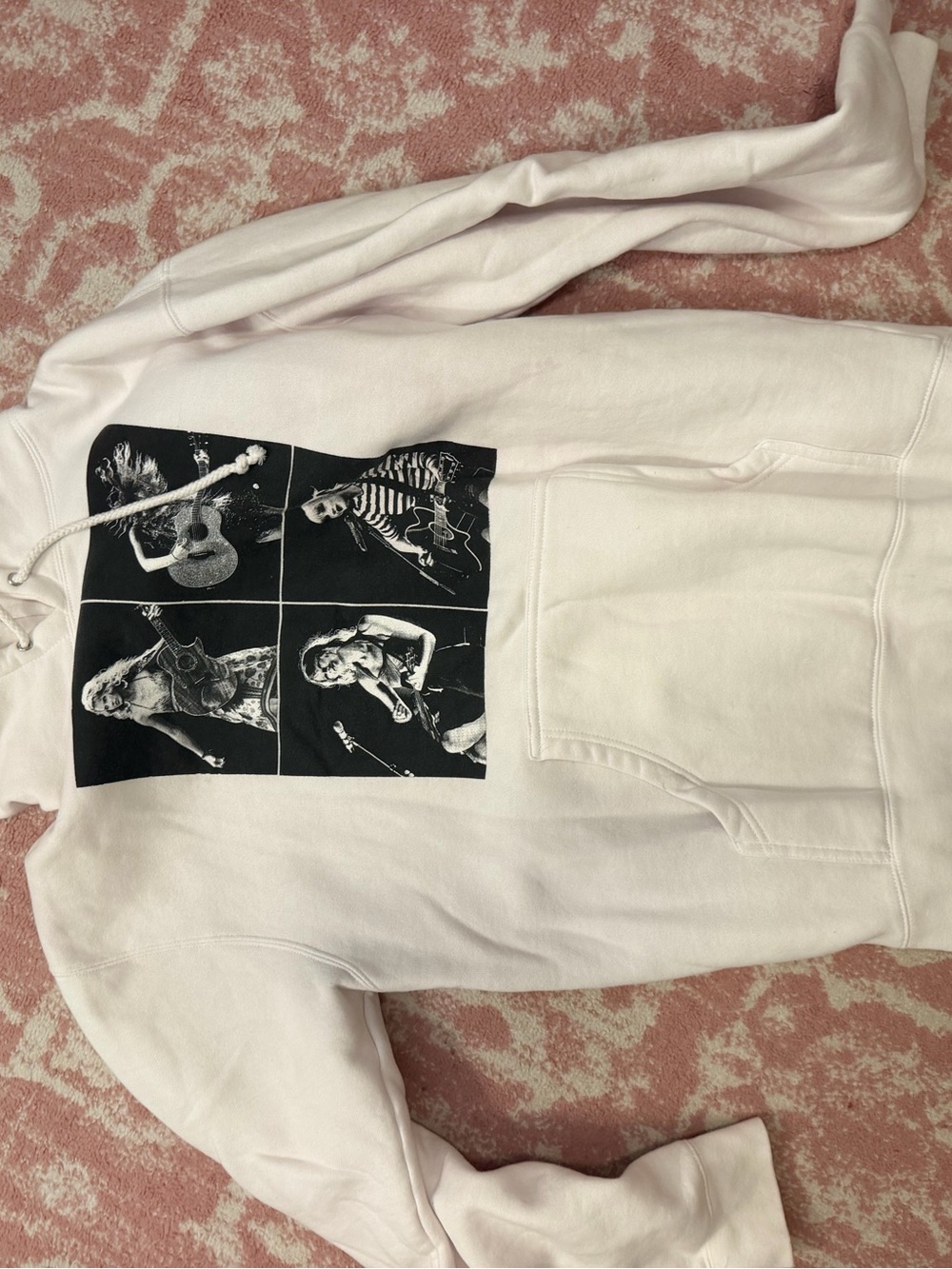 Taylor Swift Eras Tour White Graphic Hoodie with Black Photo Panel